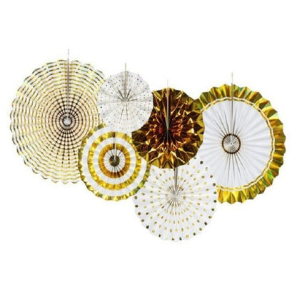 2 Sets Bronzing Paper Fan Flower Set Birthday Holiday Wedding Party Decoration, Bronzing 8pcs, Hot Silver 8pcs, Black 8pcs, Rose Gold 8pcs, Champagne Gold 8pcs, Colorful Hollow 8pcs, Bronzing 6pcs