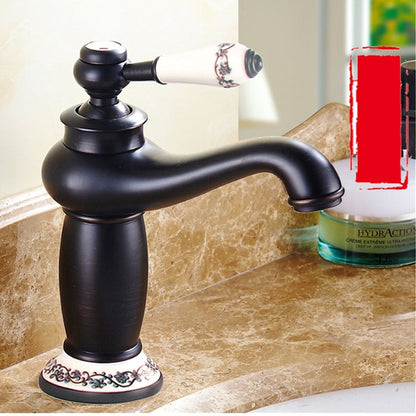 Copper Antique Hot Cold Double Blue White Porcelain Faucet, Black, Antique, Platinum, Black Gold