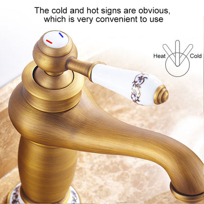 Copper Antique Hot Cold Double Blue White Porcelain Faucet, Black, Antique, Platinum, Black Gold