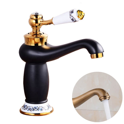 Copper Antique Hot Cold Double Blue White Porcelain Faucet, Black, Antique, Platinum, Black Gold