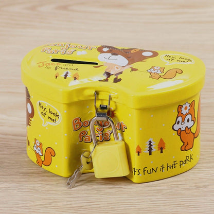 4 PCS Double Heart Cartoon Iron Creative Children Piggy Bank, Double Heart
