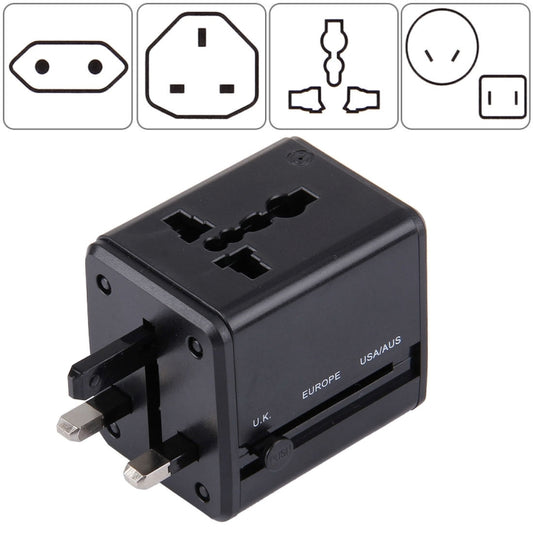 محول عالمي عالمي للسفر بمقابس مخفية مع شاحن مدمج بمنفذي USB للولايات المتحدة والمملكة المتحدة وأستراليا والاتحاد الأوروبي