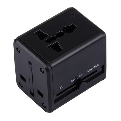 محول عالمي عالمي للسفر بمقابس مخفية مع شاحن مدمج بمنفذي USB للولايات المتحدة والمملكة المتحدة وأستراليا والاتحاد الأوروبي