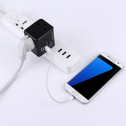 محول عالمي عالمي للسفر بمقابس مخفية مع شاحن مدمج بمنفذي USB للولايات المتحدة والمملكة المتحدة وأستراليا والاتحاد الأوروبي