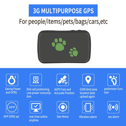 جهاز تتبع TK203 4G GPS / GPRS / GSM شخصي / بضائع / حيوان أليف / حقيبة طوق حيوان أليف في الوقت الفعلي، TK203