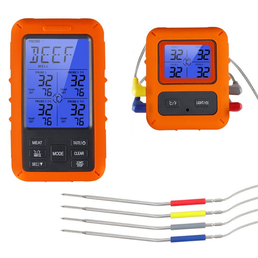 TS-TP40-A مقياس حرارة لاسلكي للطعام بأربعة مجسات للمطبخ، المجس مقاوم للماء، مقاوم للماء
