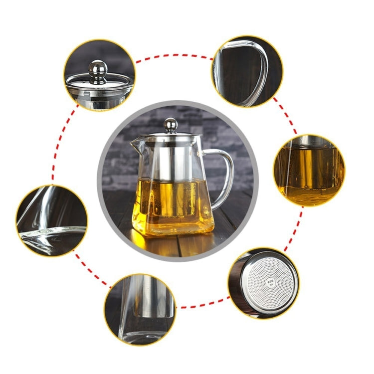 Stainless Steel Clear Heat Resistant Glass Filter Tea Pot, Capacity: 750ml, Capacity: 750ml