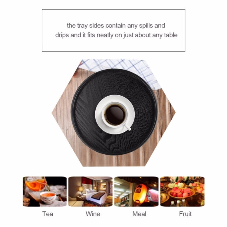 Creative Round Solid Wood Tea Tray Hotel Wooden Tay Storage Tray, Diameter: 30cm, Black, Diameter: 30cm
