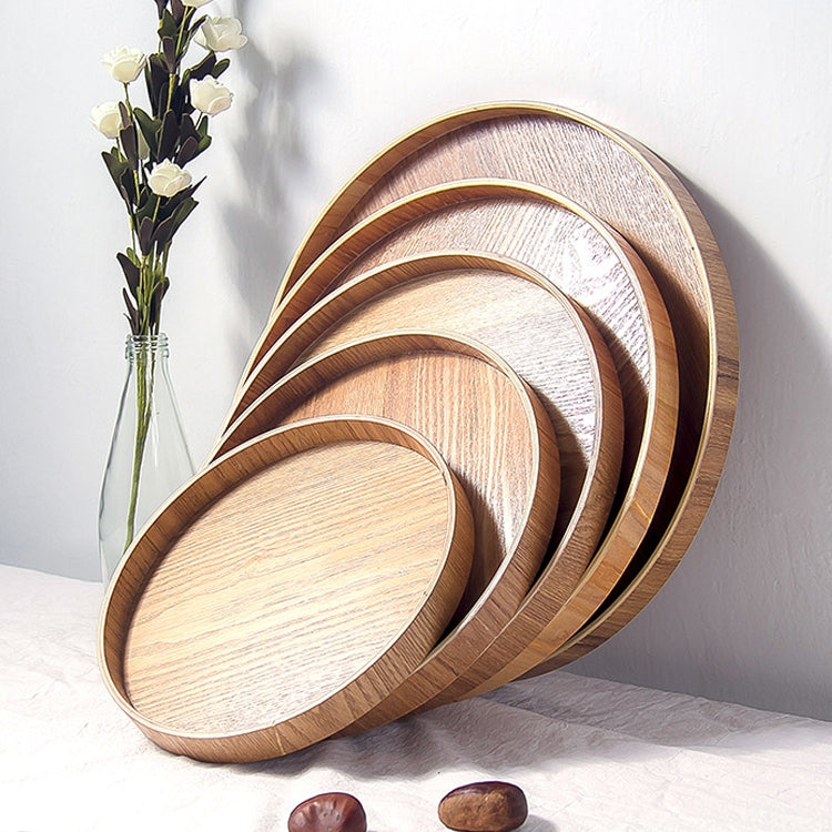 Creative Round Solid Wood Tea Tray Hotel Wooden Tay Storage Tray, Diameter: 30cm, Wood Color, Diameter: 30cm