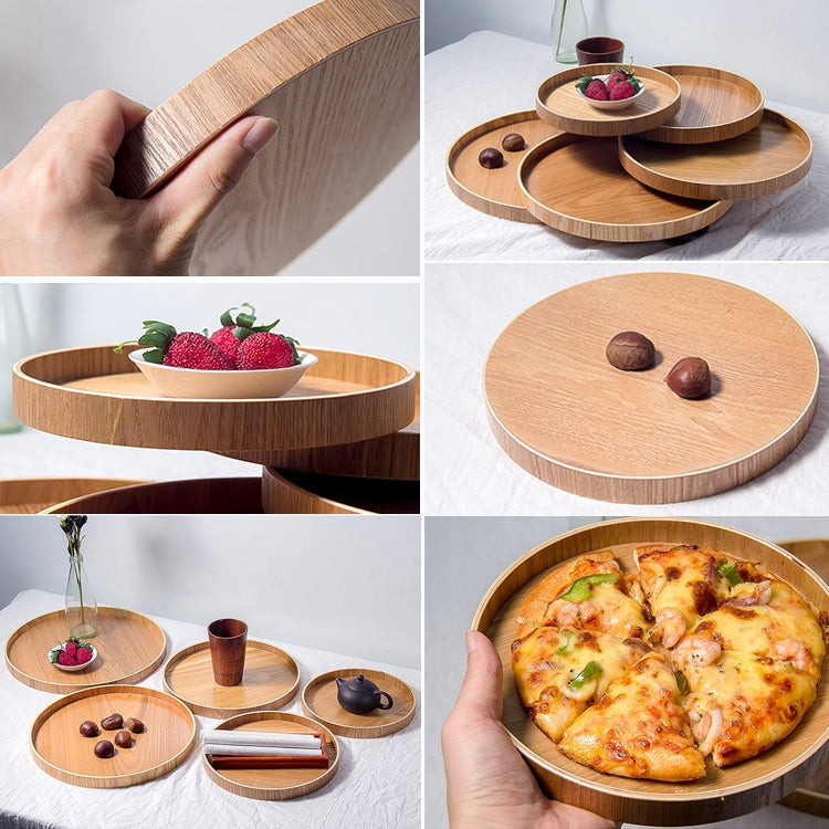 Creative Round Solid Wood Tea Tray Hotel Wooden Tay Storage Tray, Diameter: 30cm, Wood Color, Diameter: 30cm
