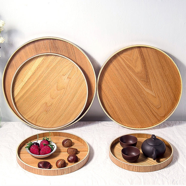Creative Round Solid Wood Tea Tray Hotel Wooden Tay Storage Tray, Diameter: 30cm, Wood Color, Diameter: 30cm