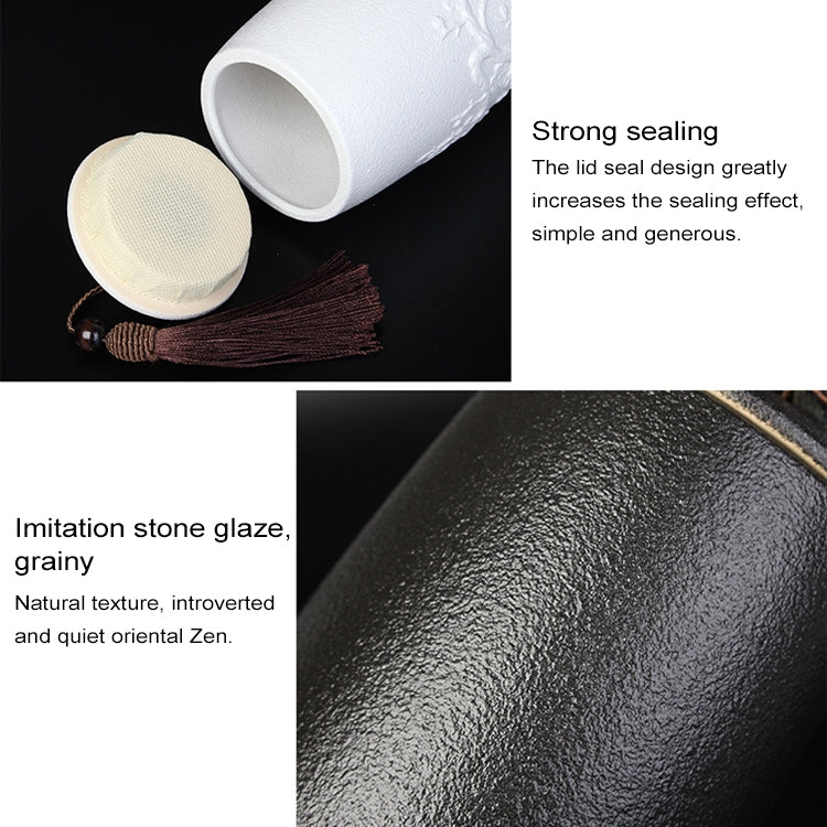 Orchid Pattern Stoneware Tea Cans Storage Tanks Ceramic Tea Set Tea Ceremony Accessories, Orchid Pattern Black, Orchid Pattern White