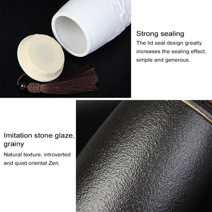 Orchid Pattern Stoneware Tea Cans Storage Tanks Ceramic Tea Set Tea Ceremony Accessories, Orchid Pattern Black