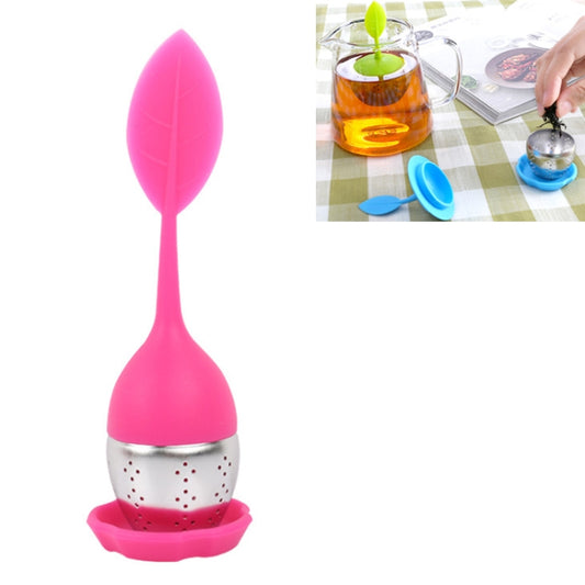 Stainless Steel Leaf Shape Silicone Tea Bag Tea Strainers, Yellow, Red, Rose Red, Baby Blue