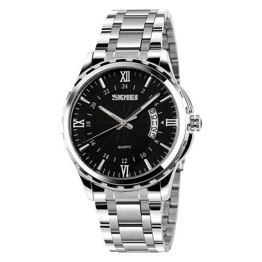 SKMEI 9069 Multifunctional Outdoor Fashion Business Waterproof Silver Shell Quartz Wrist Watch