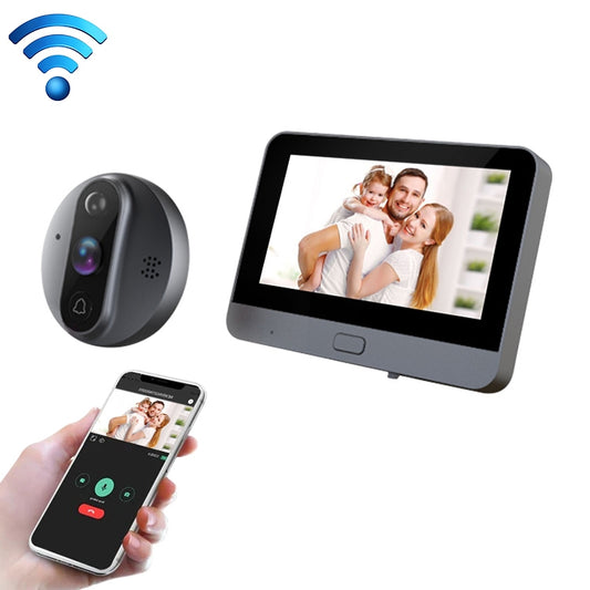 جرس باب ذكي R9 مقاس 4.3 بوصة مزود بخاصية WiFi وفيديو مرئي إلكتروني، R9
