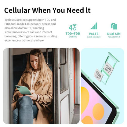تابلت تيكلاست M50 ميني واي فاي، 4 جيجابايت + 128 جيجابايت، 8.7 بوصة، أندرويد 15، Unisoc T606 ثماني النواة، M50 ميني