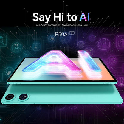 تابلت تيكلاست P50AI واي فاي، 6 جيجابايت + 128 جيجابايت، 11 بوصة، أندرويد 15 Allwinner A733 ثماني النواة مع وحدة معالجة عصبية، P50AI