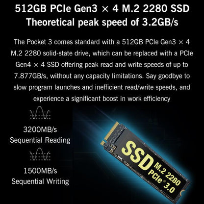 جهاز كمبيوتر محمول GPD Pocket 3، 16 جيجابايت + 512 جيجابايت، 8 بوصة، نظام التشغيل Windows 11 Home Intel Core i3-1125G4، قابس الاتحاد الأوروبي، WMC2572EU، WMC2572UK، WMC2572US