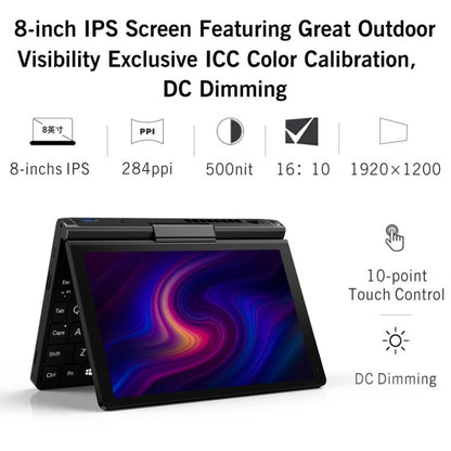 جهاز كمبيوتر محمول GPD Pocket 3، 16 جيجابايت + 512 جيجابايت، 8 بوصة، نظام التشغيل Windows 11 Home Intel Core i3-1125G4، قابس الاتحاد الأوروبي، WMC2572EU، WMC2572UK، WMC2572US