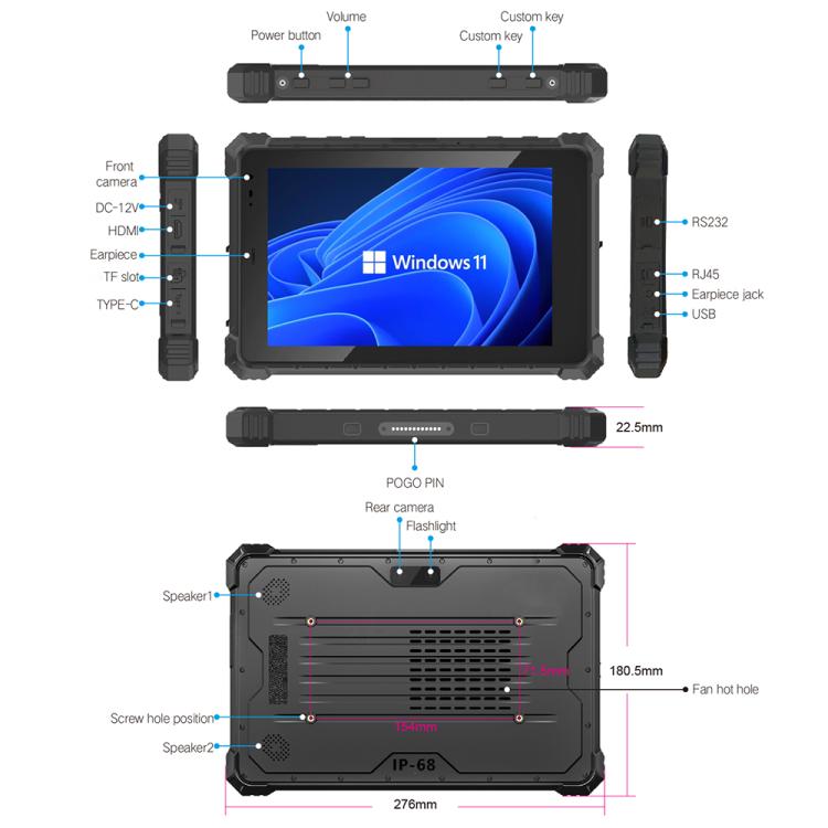 كمبيوتر لوحي CENAVA W10Y IP68 متين، 8 جيجابايت + 128 جيجابايت، 10.1 بوصة، نظام التشغيل Windows 11، معالج Intel Core i5-10210Y رباعي النواة، قابس الاتحاد الأوروبي، W10Y