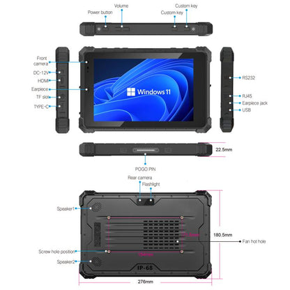 كمبيوتر لوحي CENAVA W10Y IP68 متين، 8 جيجابايت + 128 جيجابايت، 10.1 بوصة، نظام التشغيل Windows 11، معالج Intel Core i5-10210Y رباعي النواة، قابس الاتحاد الأوروبي، W10Y