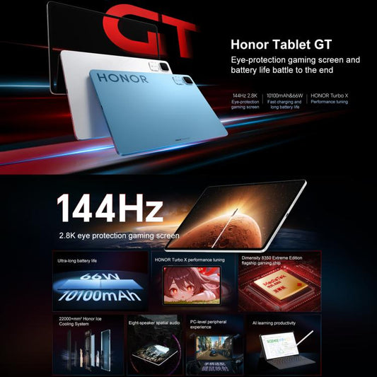 جهاز لوحي Honor Pad GT واي فاي، 11.5 بوصة، 12 جيجابايت + 256 جيجابايت، MagicOS 9.0، Dimensity 8350 Ultra Octa Core، 12 جيجابايت + 256 جيجابايت