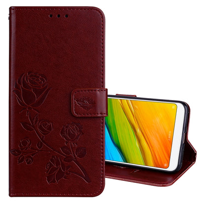 جراب جلدي صديق للبيئة قابل للطي أفقيًا منقوش باللون الوردي لهاتف Xiaomi Redmi 5 Plus مع حامل وفتحات للبطاقات ومحفظة، لهاتف Xiaomi Redmi 5 Plus