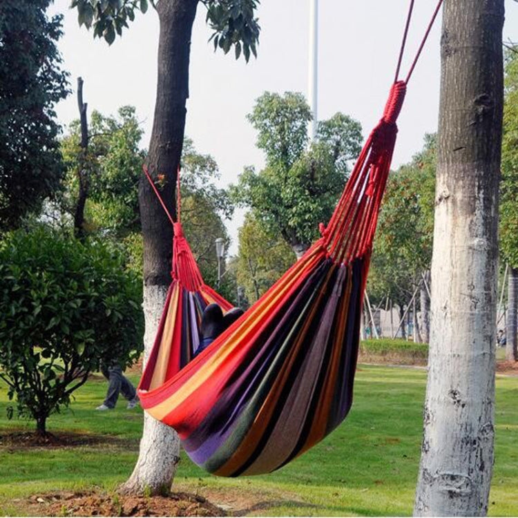 Stripe Outdoor Canvas Hammock Dual People Widening Swing Bed, Size: 190cm x 150cm
