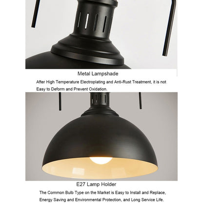 Retro Industrial Pendant Light Creative Single Head Iron Art Hanging Lamp E27 Bulb Perfect for Kitchen Dining Room Bedroom Living Room, Warm White, Cold White