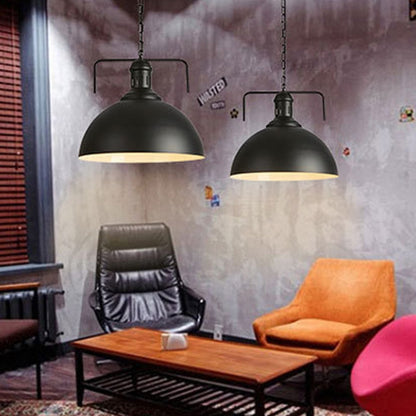 Retro Industrial Pendant Light Creative Single Head Iron Art Hanging Lamp E27 Bulb Perfect for Kitchen Dining Room Bedroom Living Room, Warm White, Cold White