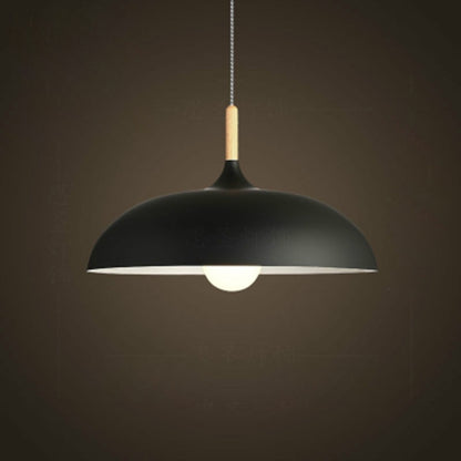 40W 35cm Minimalist Creative Personality Semi-circular Lid Chandelier Wrought Iron Single-head Restaurant Living Room Hotel Lamps, 35cm Black, 35cm White