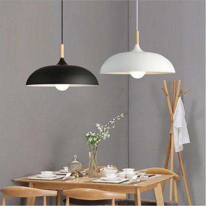 40W 35cm Minimalist Creative Personality Semi-circular Lid Chandelier Wrought Iron Single-head Restaurant Living Room Hotel Lamps, 35cm Black, 35cm White
