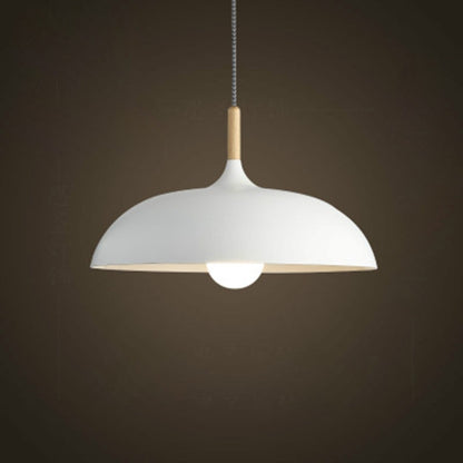 40W 35cm Minimalist Creative Personality Semi-circular Lid Chandelier Wrought Iron Single-head Restaurant Living Room Hotel Lamps, 35cm Black, 35cm White