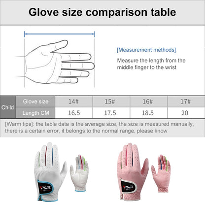 PGM One Pair Golf Microfiber Cloth Soft Comfortable Gloves for Children