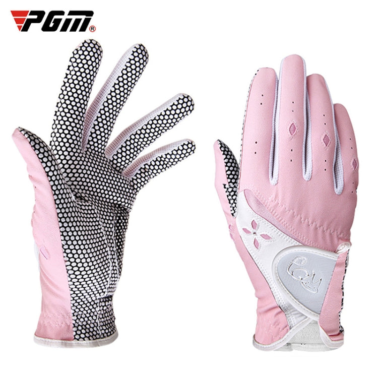 PGM One Pair Golf Non-Slip PU Leather Gloves for Women (Color:Yellow Size:21)