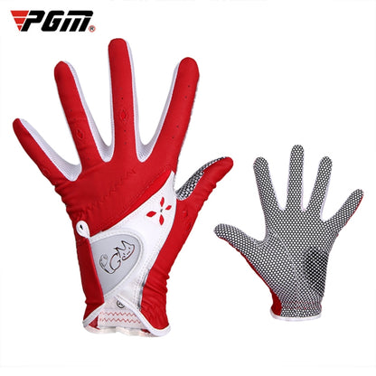PGM One Pair Golf Non-Slip PU Leather Gloves for Women (Color:Yellow Size:21)