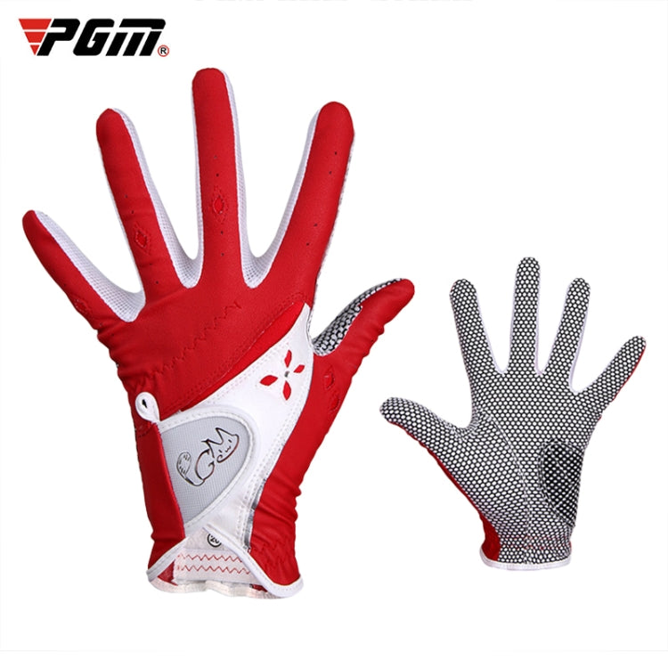 PGM One Pair Golf Non-Slip PU Leather Gloves for Women (Color:Yellow Size:21)