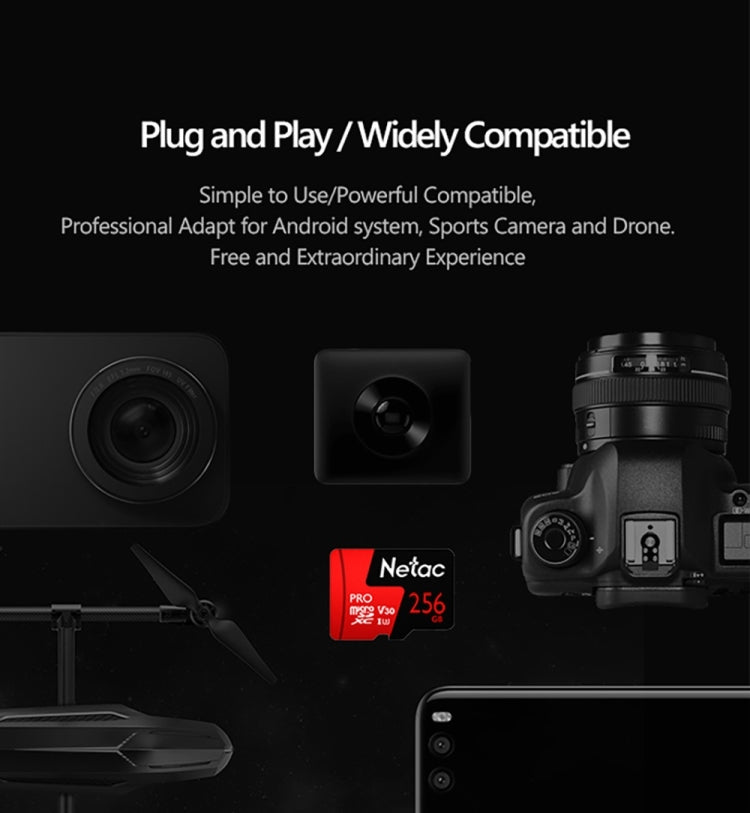 بطاقة ذاكرة TF من Netac P500 PRO سعة 256 جيجابايت، U3، مسجل بيانات سيارة، شاشة، كاميرا، سرعة عالية، بطاقة ذاكرة TF، سعة 256 جيجابايت