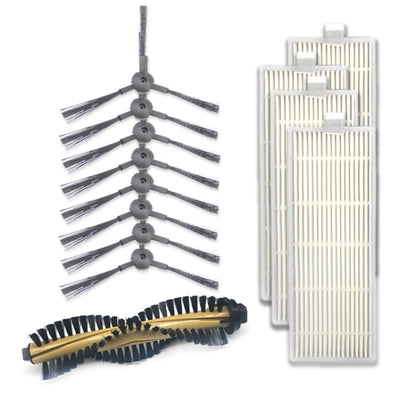 XI217 4 Pairs K614 Side Brushes + 4 PCS I207 Filters + Main Brush I202 Set for  ILIFE A4, XI217