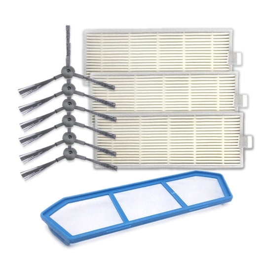 XI222 3 Pairs K614 Side Brushes + I205 Initial Effect Filter + 3 PCS I207 Filter Set for ILIFE A4 / A4S / A6, XI222