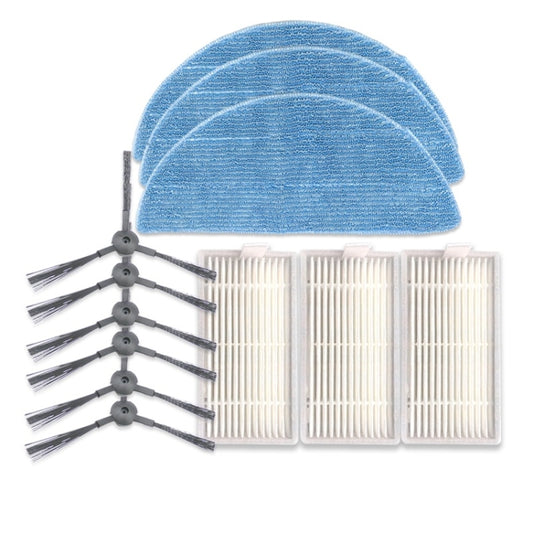XI239 3 Pairs K614 Side Brushes + 3 PCS I208 Filters+ 3 PCS I201 Rags Set for ILIFE V5S Pro / V50 / V5S, XI239