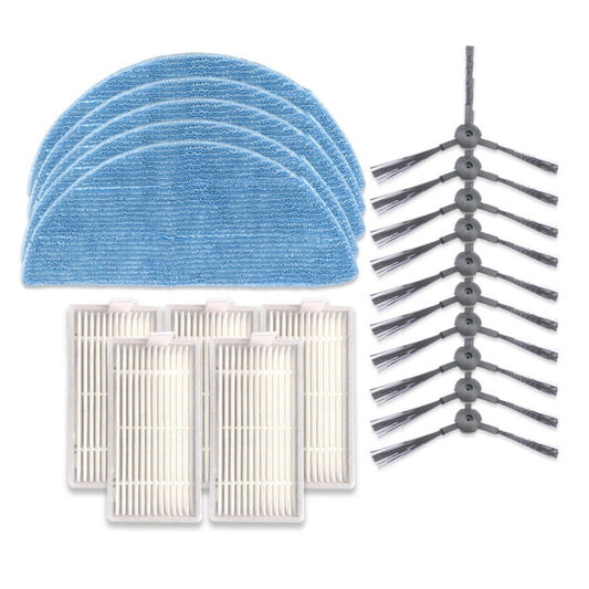 XI240 5 Pairs K614 Side Brushes + 5 PCS I208 Filters+ 5 PCS I201 Rags Set for ILIFE V5S Pro / V50 / V5S, XI240