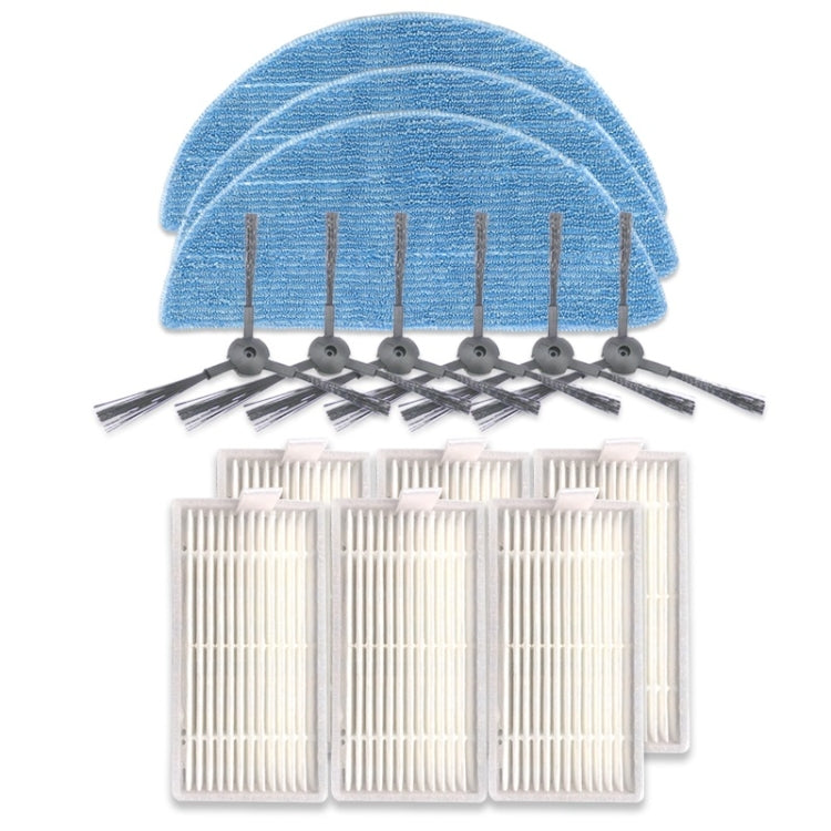 XI242 3 Pairs K614 Side Brushes + 6 PCS I208 Filters+ 3 PCS I201 Rags Set for ILIFE V5S Pro / V50 / V5S, XI242
