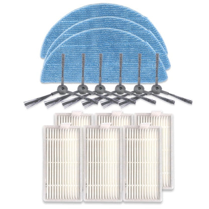 XI242 3 Pairs K614 Side Brushes + 6 PCS I208 Filters+ 3 PCS I201 Rags Set for ILIFE V5S Pro / V50 / V5S, XI242