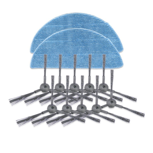 XI246 5 Pairs K614 Side Brushes + 2 PCS I201 Rags Set for ILIFE V3S Pro / V3S / V5S Pro / V50 / V5S, XI246