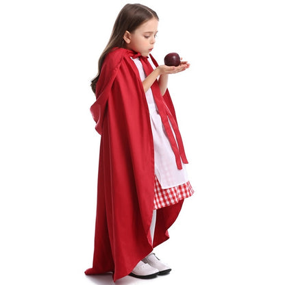 Little Red Riding Hood Parent Child Fairy Tale Drama Performance Costume Little Red Riding Hood Dress Little Maid Two Dress Halloween Costume (Color:Cape+Maid Size:L), XS, S, M, L
