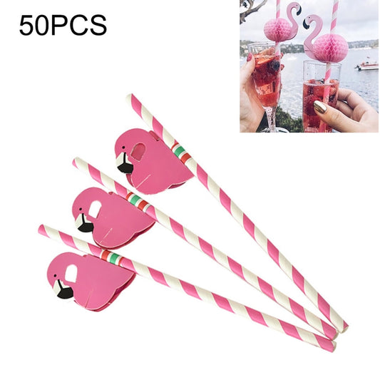 50 PCS 3D Flamingo Jungle Paper Straws Party Decorations Cocktail Straw (Pink), Cocktail Straw (Flamingo Pink)