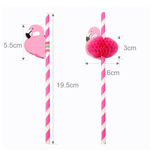 50 PCS 3D Flamingo Jungle Paper Straws Party Decorations Cocktail Straw (Pink), Cocktail Straw (Flamingo Pink)