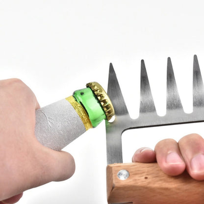 2 PCS Bear Claw Shaped stainless steel Barbecue Fork Chicken Shredded Wooden Handle  Anti-skid Creative Kitchen Fork Claw Meat Claw Splitter with, Meat Claw Splitter(Redwood), Meat Claw Splitter(Wood color)